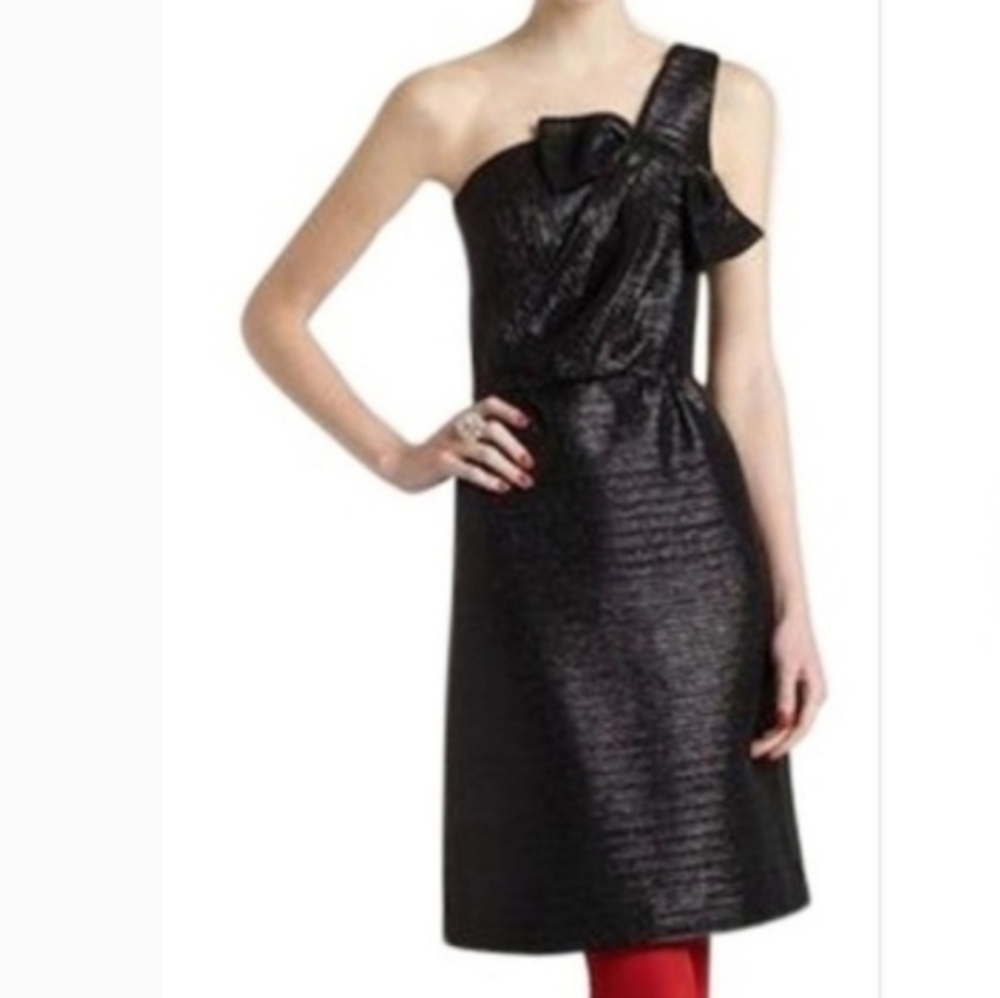 kate spade Black One-Shoulder Textured Cocktail Dress